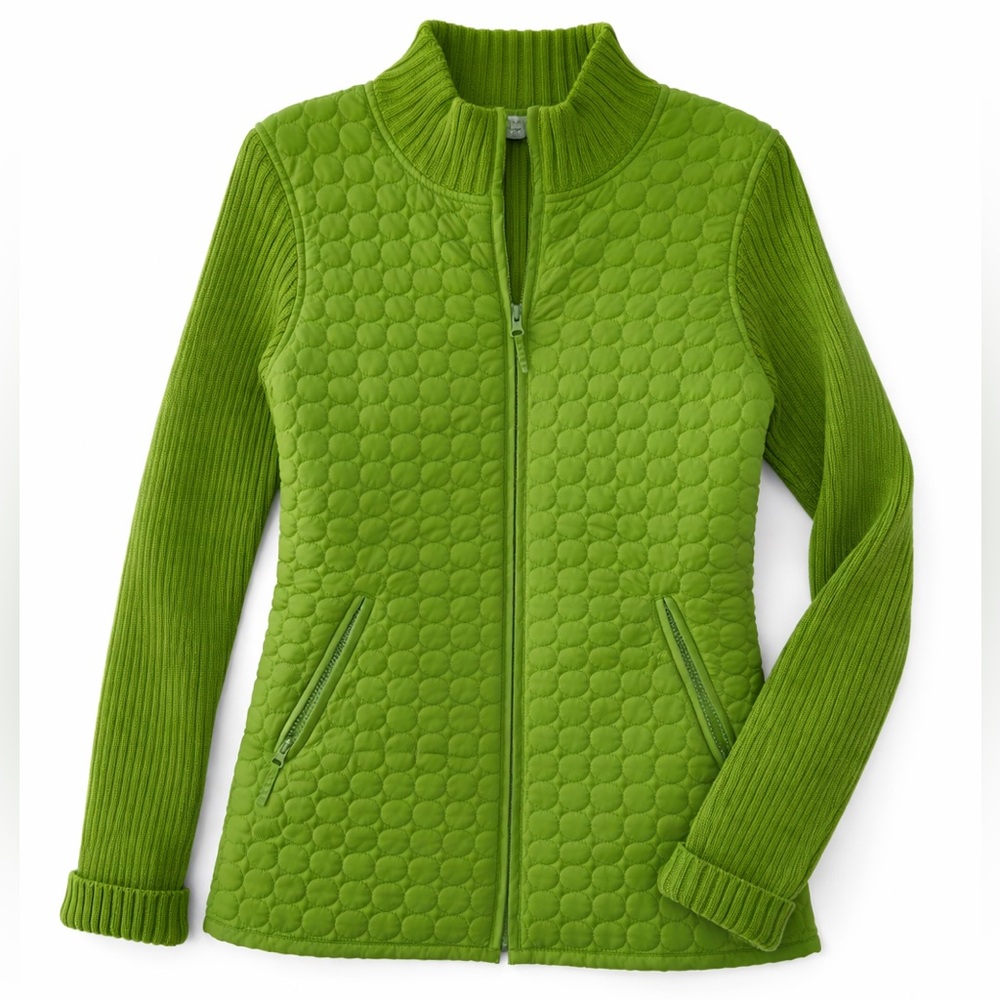 Vintage Quilted Jacket lightweight full zip green size M